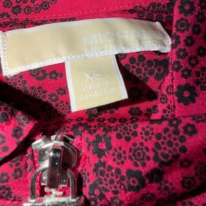 Michael Kors Crimson and Black Floral Top Paisley